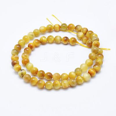 Natural Gold Tiger Eye Beads Strands G-K203-84-6mm-1