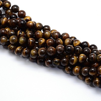 Natural Grade AB Tiger Eye Round Beads Strands G-O047-02-12mm-1