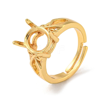 Adjustable Brass Solitaire Ring Settings KK-WH0063-11G-1