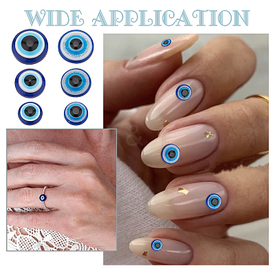 300Pcs 6 Styles Resin Evil Eye Cabochons CRES-HY0001-05-1