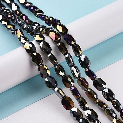 Faceted Electroplated Opaque Glass Beads Strands GLAA-G092-B05-1