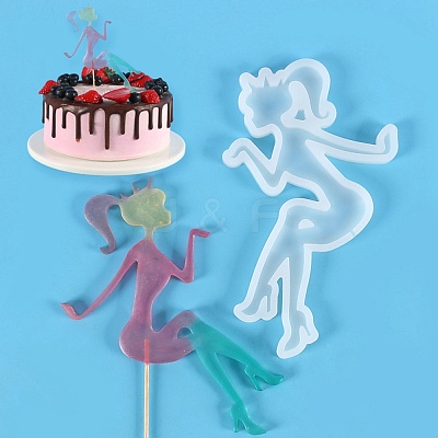 Lively Lady Shape Food Grade Silhouette Silicone Lollipop Molds DIY-D069-10-1