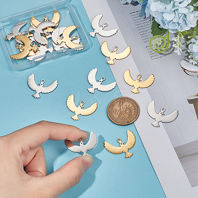20Pcs 2 Colors 304 Stainless Steel Pendants STAS-UN0048-29-1