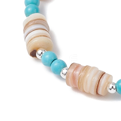 Natural Freshwater Shell Beaded Stretch Bracelets BJEW-JB11804-01-1