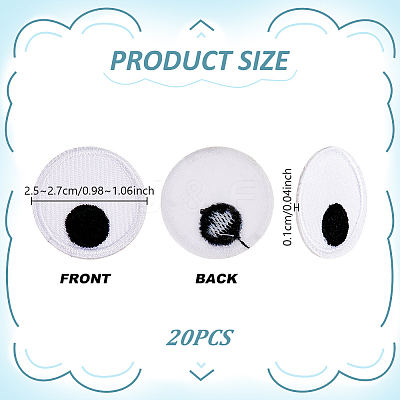 20Pcs Eyes Polyester Embroidery Iron on/Sew on Patches DIY-GA0010-06C-02-1