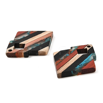 Transparent Resin & Walnut Wood Pendants X-RESI-E050-04-1