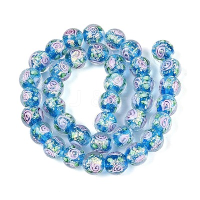 Handmade Foil Glass Beads Strands FOIL-N033-04C-1