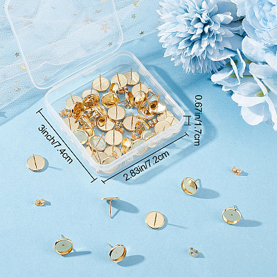 50Pcs 304 Stainless Steel Stud Earring Settings STAS-BBC0001-67-1