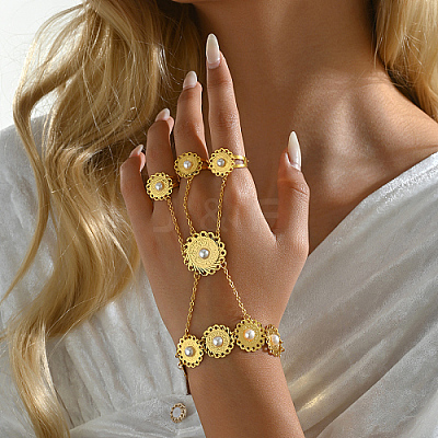 Bohemian Brass Finger Ring Bracelets KT1838-1-1
