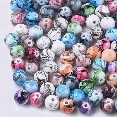 Opaque Spray Painted Acrylic Beads MACR-S361-22B-1