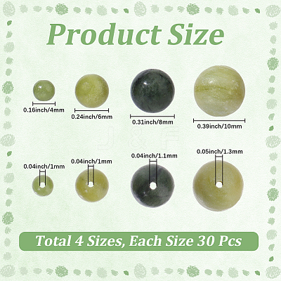 120Pcs 4 Styles Natural Chinese Jade/Southern Jade Beads G-PA0002-14-1