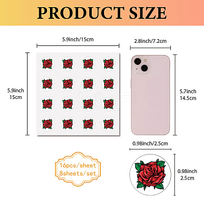 8 Sheets Plastic Waterproof Self-Adhesive Picture Stickers DIY-WH0428-088-1