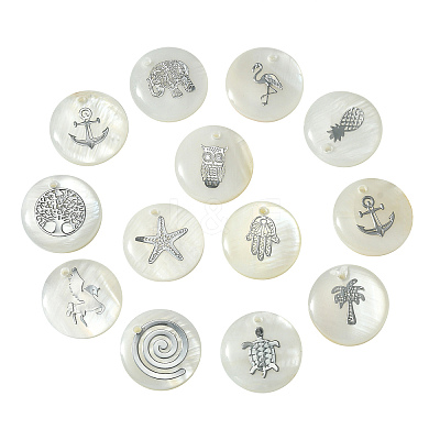 Natural Freshwater Shell Pendants SHEL-CJ0001-05-1