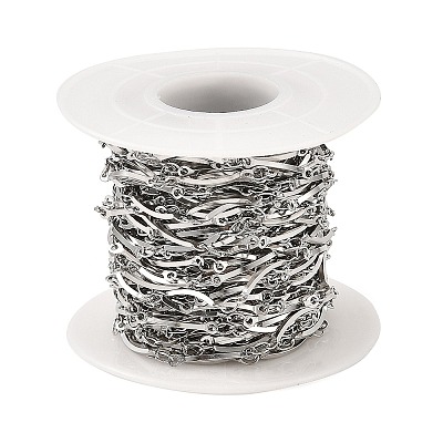 Tarnish Resistant Handmade 304 Stainless Steel Curved Bar Link Chains CHS-G025-05P-1