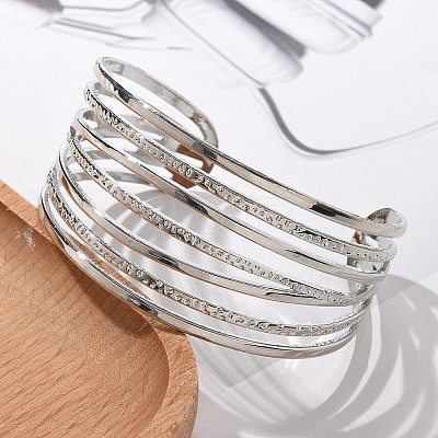 Electrophoresis Iron Cuff Bangles for Women BJEW-M057-05P-1