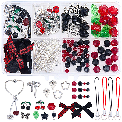 DIY Cherry Polyester Mobile Strap Making Kits DIY-SC0033-68-1