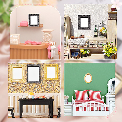 8Pcs 8 Style Miniature Retro Plastic Mirrors MJEW-CP0001-01-1
