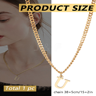 1Pc 304 Stainless Steel Letter Pendant Necklaces NJEW-LP0001-33U-G-1