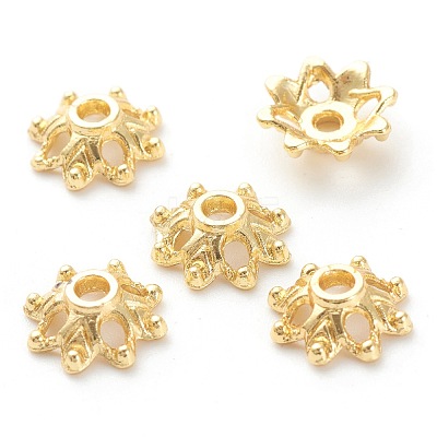 Rack Plating Alloy Flower Bead Caps KK-J277-08G-1
