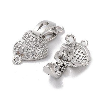 Brass Micro Pave Cubic Zirconia Fold Over Clasps KK-E107-02P-1