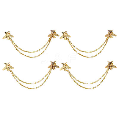 4Pcs Bee Alloy Hanging Chain Brooch FIND-CA0011-13G-1