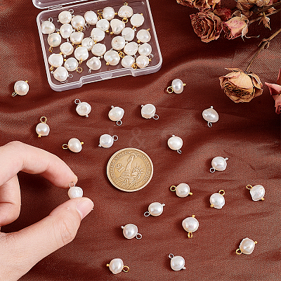 50Pcs 2 Colors Natural Cultured Freshwater Pearl Nuggets Charms PALLOY-PH01721-1