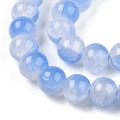Crackle Baking Paint Imitation Jade Glass Beads Strands DGLA-T003-10mm-05-1