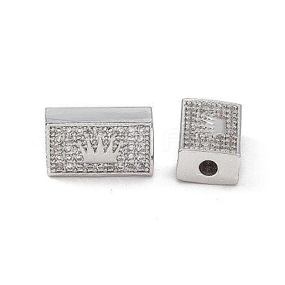 Brass Micro Pave Clear Cubic Zirconia Beads KK-E068-VB461-1
