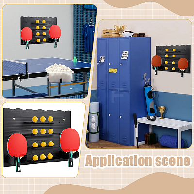 1 Bag Pine Wooden Wall-mounted Table Tennis Racket Storage Rack AJEW-CL0003-43-1