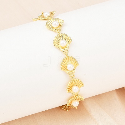 Brass Link Chain Bracelets for Women BJEW-A090-07B-G-1