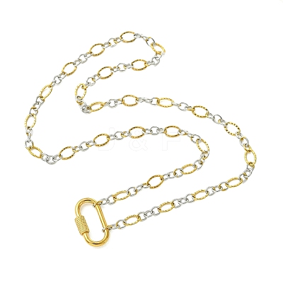 5MM Two Tone 304 Stainless Steel Textured Figaro Chain Necklaces NJEW-JN06466-02-1