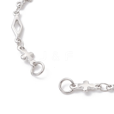 304 Stainless Steel Rhombus Link Chain Bracelet Making AJEW-JB01445-1
