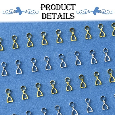 100Pcs 2 Colors Brass Ice Pick Pinch Bails IFIN-FS0001-48-1