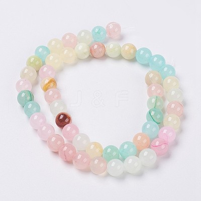 Natural Colorful Green Jade Beads Strands X-G-G757-01-6mm-1