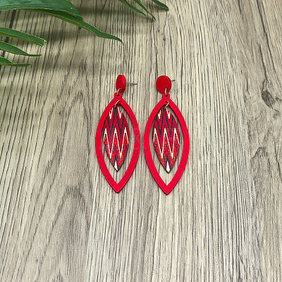 Wood Stud Dangle Earrings WG18F0D-01-1