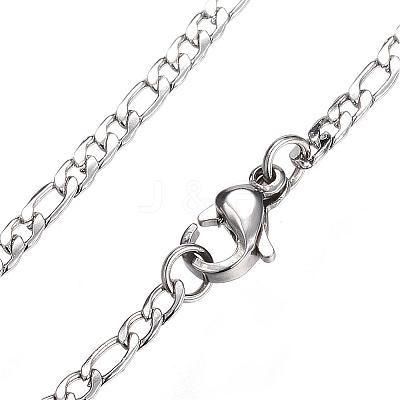 Tarnish Resistant 304 Stainless Steel Figaro Chain Necklaces STAS-F034-06P-1