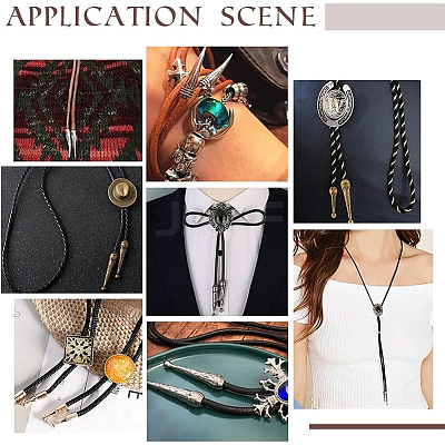8Pcs 4 Colors Alloy Bolo Tie Replacement Cord End FIND-PH0018-04-1