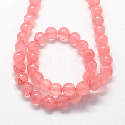 Natural Dyed Green Jade Gemstone Bead Strands G-R273-6mm-06-1