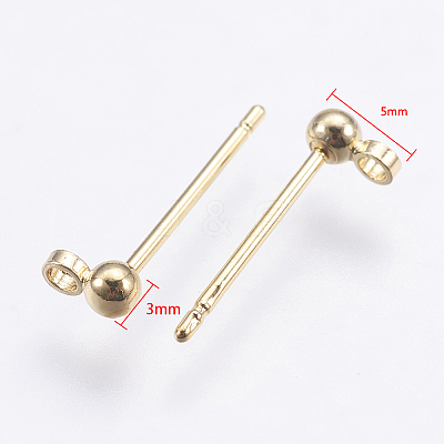 Brass Stud Earrings Findings X-KK-G333-09G-NF-1