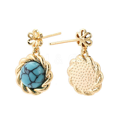 Brass & Synthetic Turquoise Stud Earring Findings KK-N258-18G-1