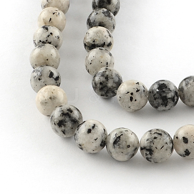 Dyed Natural Sesame Jasper Round Beads Strands G-R342-8mm-15-1