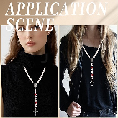 DIY Rosary Bead Necklaces Making Kits DIY-SC0031-47-1