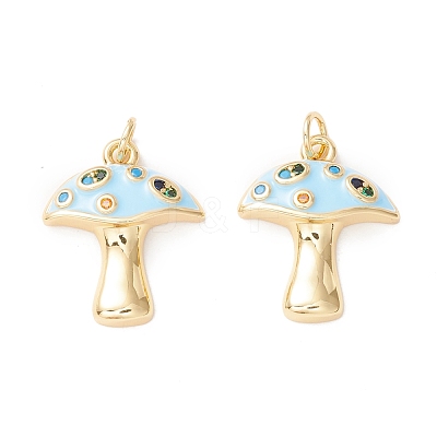 Autumn Theme Rack Plating Brass Micro Pave Colorful Cubic Zirconia Pendants KK-D073-06G-1