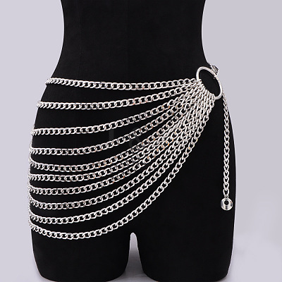 Alloy Cuban Link Chain Multi Layer Waist Chains WG8B3D2-02-1
