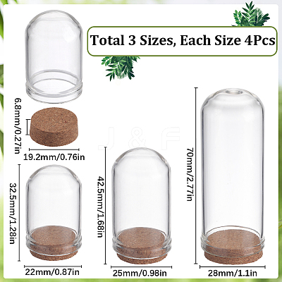 12Pcs 3 Styles Glass Dome Cloche Cover AJEW-SC0001-56-1