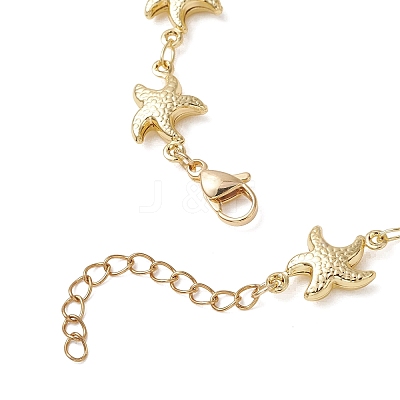 304 Stainless Steel Starfish Link Chains Bracelets for Women BJEW-JB13429-1