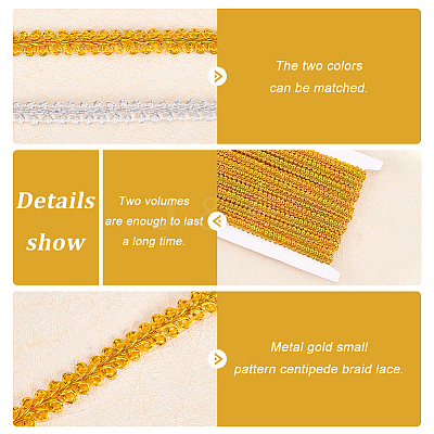 2 Cards 2 Colors Metallic Polyester Lace Trim OCOR-FG0001-39-1