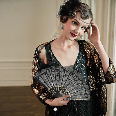 1Pc Plastic & Cloth Fans AJEW-SP0003-76-1