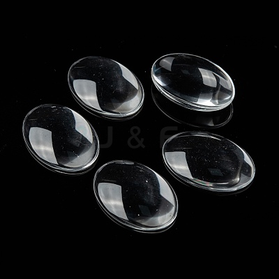 Transparent Oval Glass Cabochons GGLA-R022-35x25-1