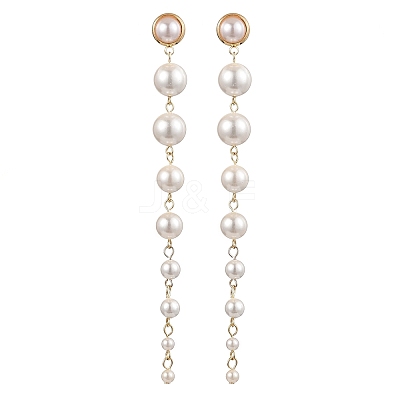Shell Pearl Tassel Stud Earrings for Women EJEW-JE06195-01-1